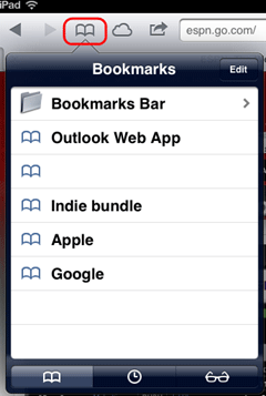 Safari App, Bookmarks